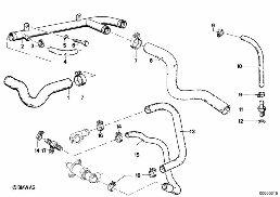 ระบบหล่อเย็น - ท่อน้ำ diagram for BMW 7 Series E23 733i