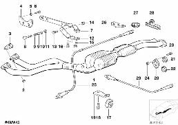 Katalysator/voorste uitlaatdemper diagram for BMW 3 Series E36 325i