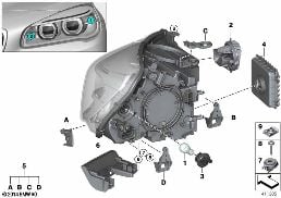 SINGLE PARTS, HEADLIGHT LED diagram for BMW 2 Series F46 Gran Tourer 220i