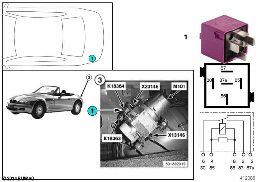 RELAY FOR CONVERTIBLE TOP 2 K18364 diagram for BMW Z3 E36 1.9