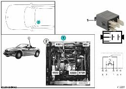 RELAY DRIVER SEAT FRT-REAR DEACTIV. K921 diagram for BMW Z3 E36 1.9