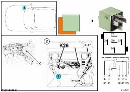 RELAY FOR DAYTIME DRIVING LIGHTS K26 diagram for BMW 3 Series E36 325i