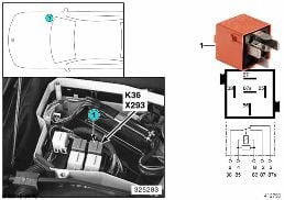 RELAY FOR WIPER 1 K36 diagram for BMW 5 Series E39 530i