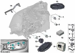 INDIVIDUAL PARTS FOR HEADLAMP, HALOGEN diagram for BMW 3 Series F30 320i ed