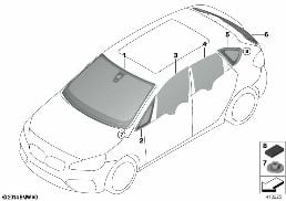GLAZING diagram for BMW 2 Series F45 Active Tourer LCI 216d