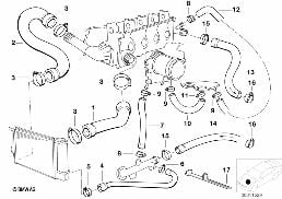 冷却系统水导向软管 diagram for BMW 3 Series E36 318i