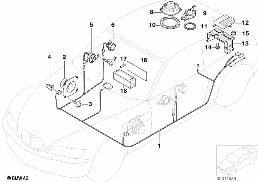 SINGLE COMPONENTS HIFI SYSTEM diagram for BMW Z3 E36 2.8