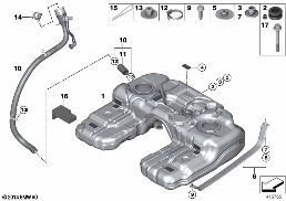 Kraftstoffbehälter/Anbauteile diagram for BMW X6 F16 28iX