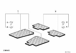 Tapis de sol caoutchouc diagram for BMW 5 Series E39 525td