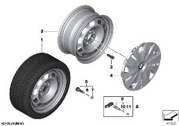 DISK WHEEL IN STEEL STYL.12 - 16'' diagram for BMW 1 Series F40 118d