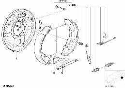 Ham. bębn. -Szczęka ham. /Tar. noś. ham. diagram for BMW 3 Series E36 318i