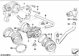 SECONDARY THROTTLE HOUSING TUBE ASC diagram for BMW 3 Series E36 320i