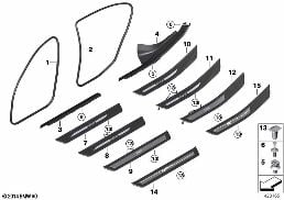 Protège-arête / applique bas de caisse diagram for BMW 5 Series F18 LCI 525Li