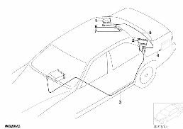 SINGLE PARTS F ANTENNA-DIVERSITY diagram for BMW 7 Series E38 740i