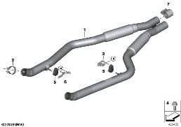 Abgasanlage vorn diagram for BMW X5 M F85 X5 M