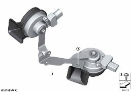 Klakson, tutucu ile diagram for BMW MINI Clubman F54 One