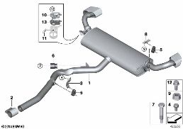 Abgasanlage hinten diagram for BMW X6 F16 28iX