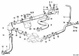Systeme refroidissem.-thermostat/durite diagram for BMW 5 Series E28 518i