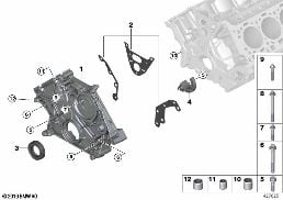 Carcaça cárter distribuição inf. diagram for BMW X5 M F85 X5 M