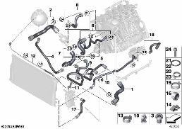 COOLING SYSTEM COOLANT HOSES diagram for BMW 5 Series F11 520i