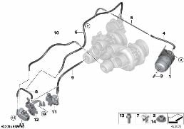 Controlo vácuo-turbocompr.gases escape diagram for BMW X5 M F85 X5 M