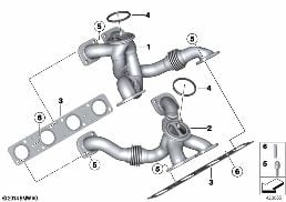 Egzoz manifoldu diagram for BMW 5 Series F90 M5 LCI M5 CS