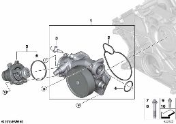 Sist.refrig.- Bomba líq.refr./termóstato diagram for BMW X5 M F85 X5 M