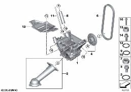 Sist. lubrific./bomba óleo c/ accionam. diagram for BMW X5 M F85 X5 M