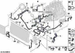 COOLING SYSTEM COOLANT HOSES diagram for BMW 5 Series F11 520i