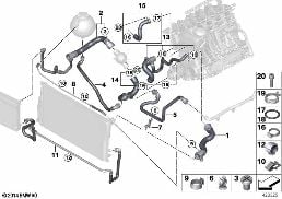 COOLING SYSTEM COOLANT HOSES diagram for BMW 5 Series F11 520i