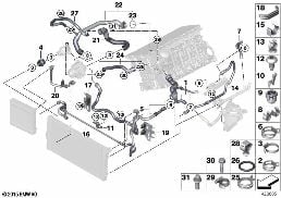 Flexibles système de refroidissement diagram for BMW 5 Series F18 LCI 535Li