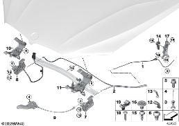 Motor kaputu / kapatma sistemi diagram for BMW X5 F15 35iX