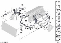 COOLING SYSTEM COOLANT HOSES diagram for BMW 7 Series F01 740i