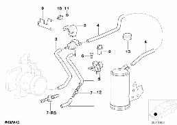 FUEL TANK BREATH.VALVE/DISTURB.AIR VALVE diagram for BMW 3 Series E36 320i