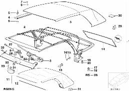 Cappotta elettromec.interam.autom. diagram for BMW 3 Series E36 320i