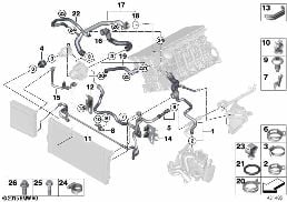 Węże płynu chłodzącego układu chłodzenia diagram for BMW 5 Series F11 LCI 535i
