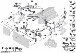 Tubos flex. líquido do sist.refrigeração diagram for BMW 5 Series F18 535Li