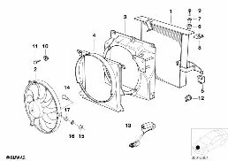 Condenseur de clim/ventilateur addition diagram for BMW 3 Series E36 325td