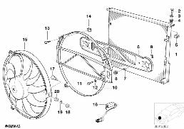 空调电容器/辅助风扇 diagram for BMW 3 Series E36 325tds