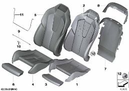 SEAT, FRONT, UPHOLSTERY AND COVER