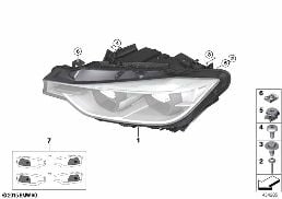 HEADLIGHT diagram for BMW 3 Series F30 LCI 320d