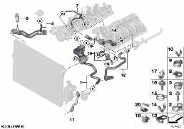 COOLING SYSTEM COOLANT HOSES diagram for BMW 7 Series F01 LCI 750i