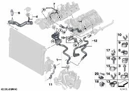 COOLING SYSTEM COOLANT HOSES diagram for BMW 7 Series F01 LCI 750i