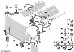 COOLING SYSTEM COOLANT HOSES diagram for BMW 7 Series F01 LCI 750i