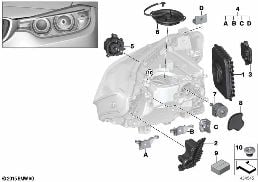 SINGLE PARTS, HEADLIGHT LED diagram for BMW 3 Series F30 LCI 320d