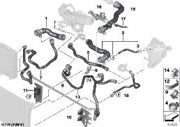 COOLING SYSTEM COOLANT HOSES diagram for BMW 6 Series F06 Gran Coupé LCI 640d