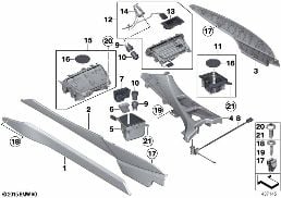 MOUNTING PARTS, CENTER CONSOLE diagram for BMW 6 Series F12 650iX