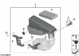 INTAKE MUFFLER/FILTER CARTRIDGE/HFM diagram for BMW X5 F15 40eX