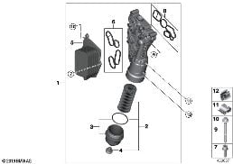 LUBRICAT.SYST.-OIL FILTER,HEAT EXCHANGER diagram for BMW X1L F49 X1 25LeX