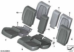 SEAT, REAR, UPHOLSTERY AND COVER diagram for BMW 2 Series F46 Gran Tourer 218i
